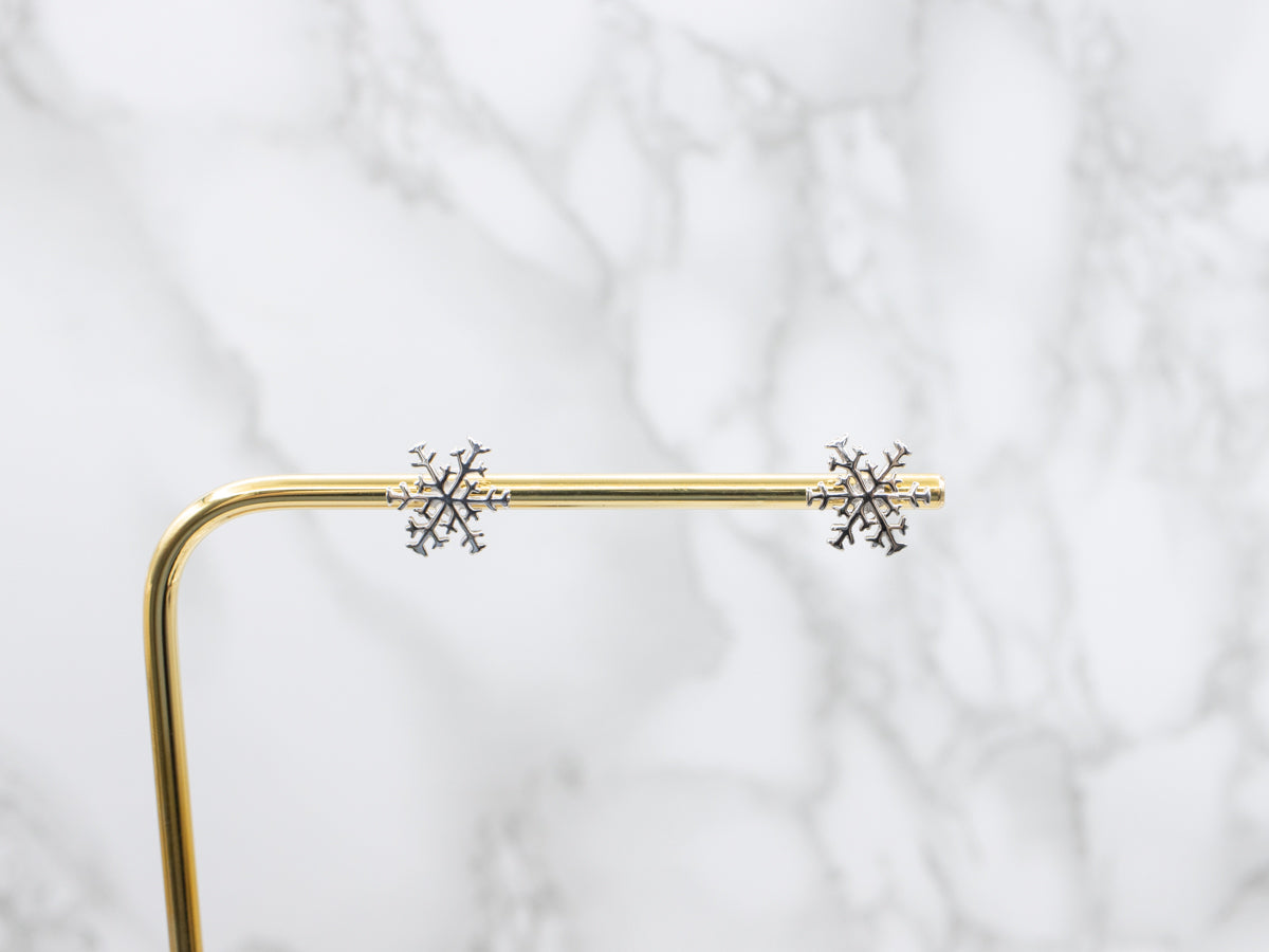 White Gold Snowflake Stud Earrings