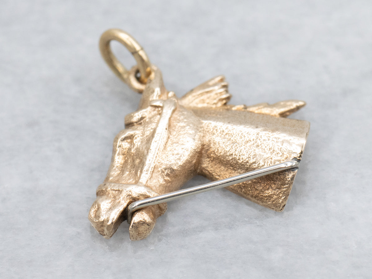 Polished Gold Racehorse Charm