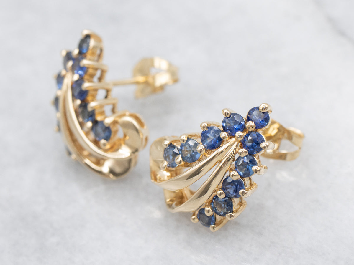 Vintage Sapphire and Gold Earrings