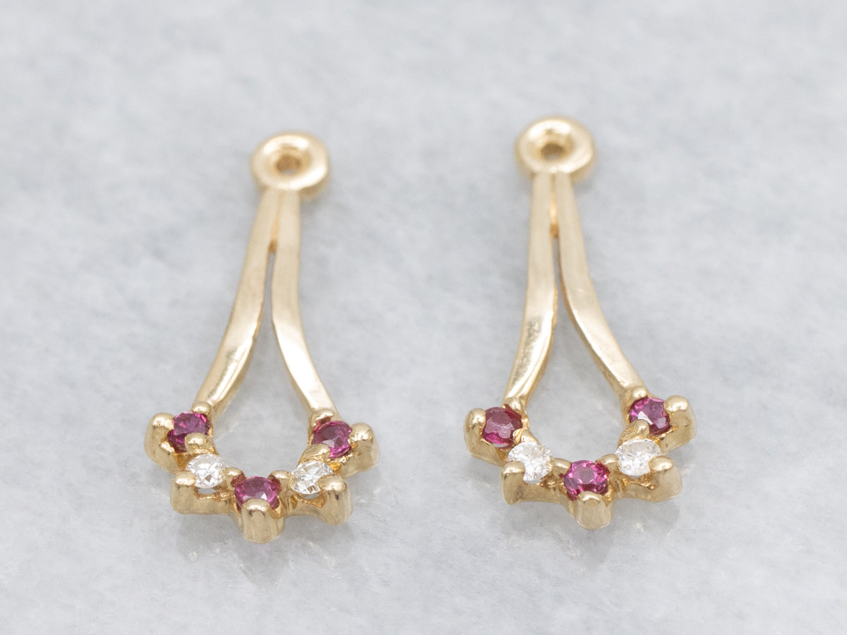 Vintage Ruby and Diamond Drop Earring Jackets