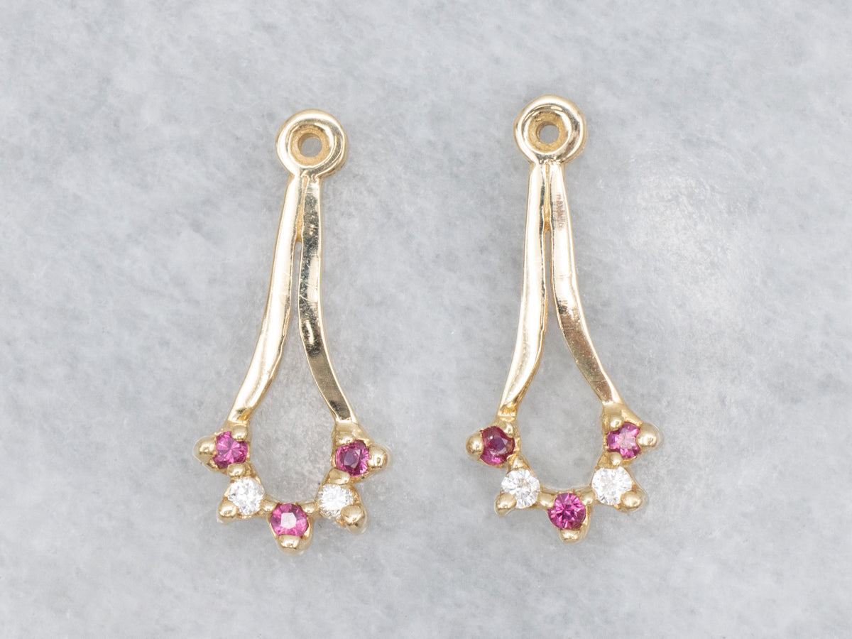 Vintage Ruby and Diamond Drop Earring Jackets