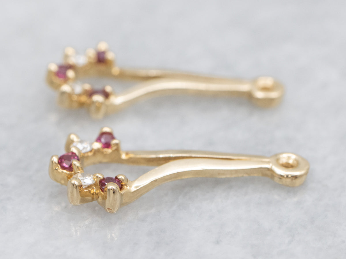 Vintage Ruby and Diamond Drop Earring Jackets