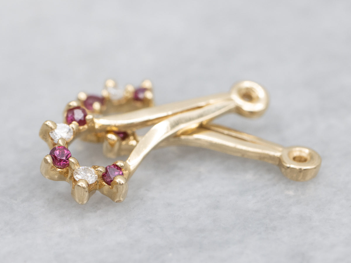 Vintage Ruby and Diamond Drop Earring Jackets