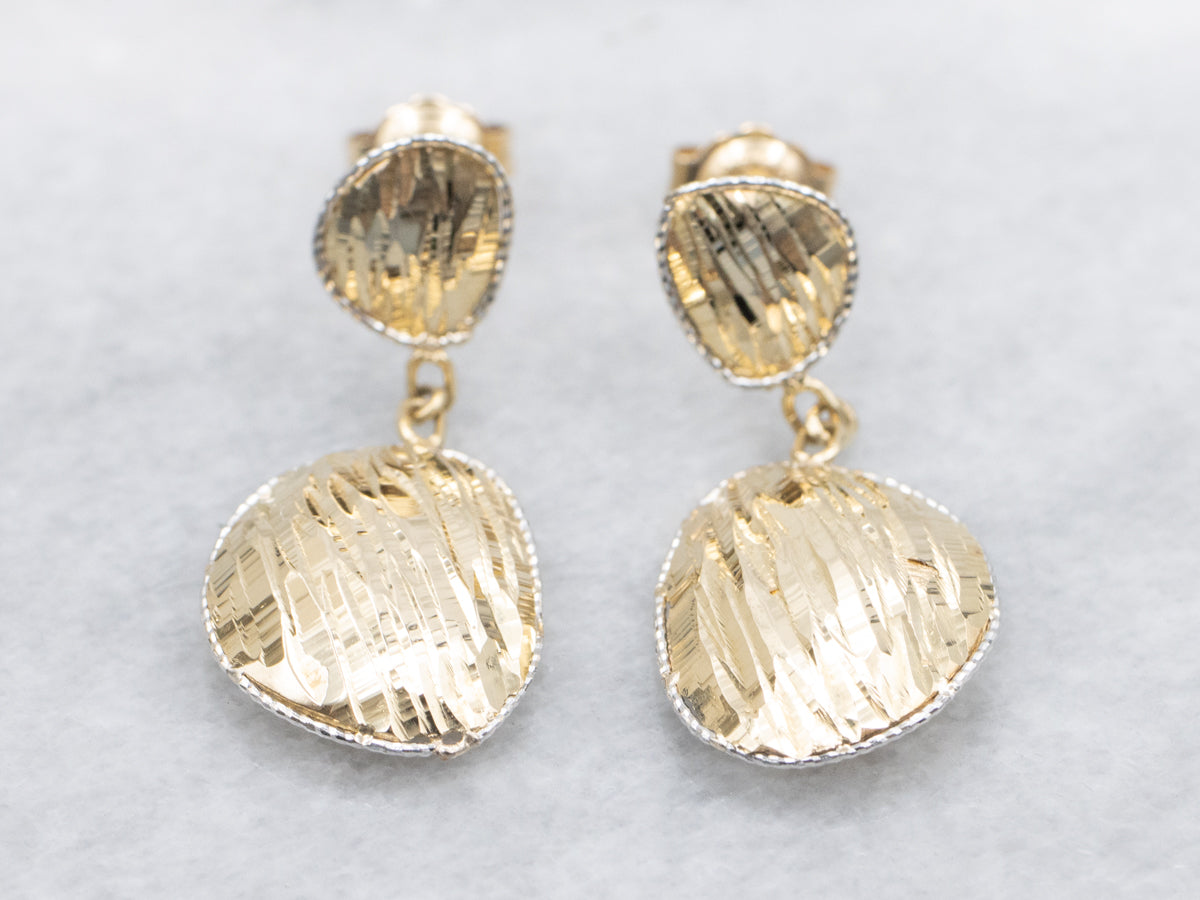 Textured Two-Tone Gold Drop Earrings
