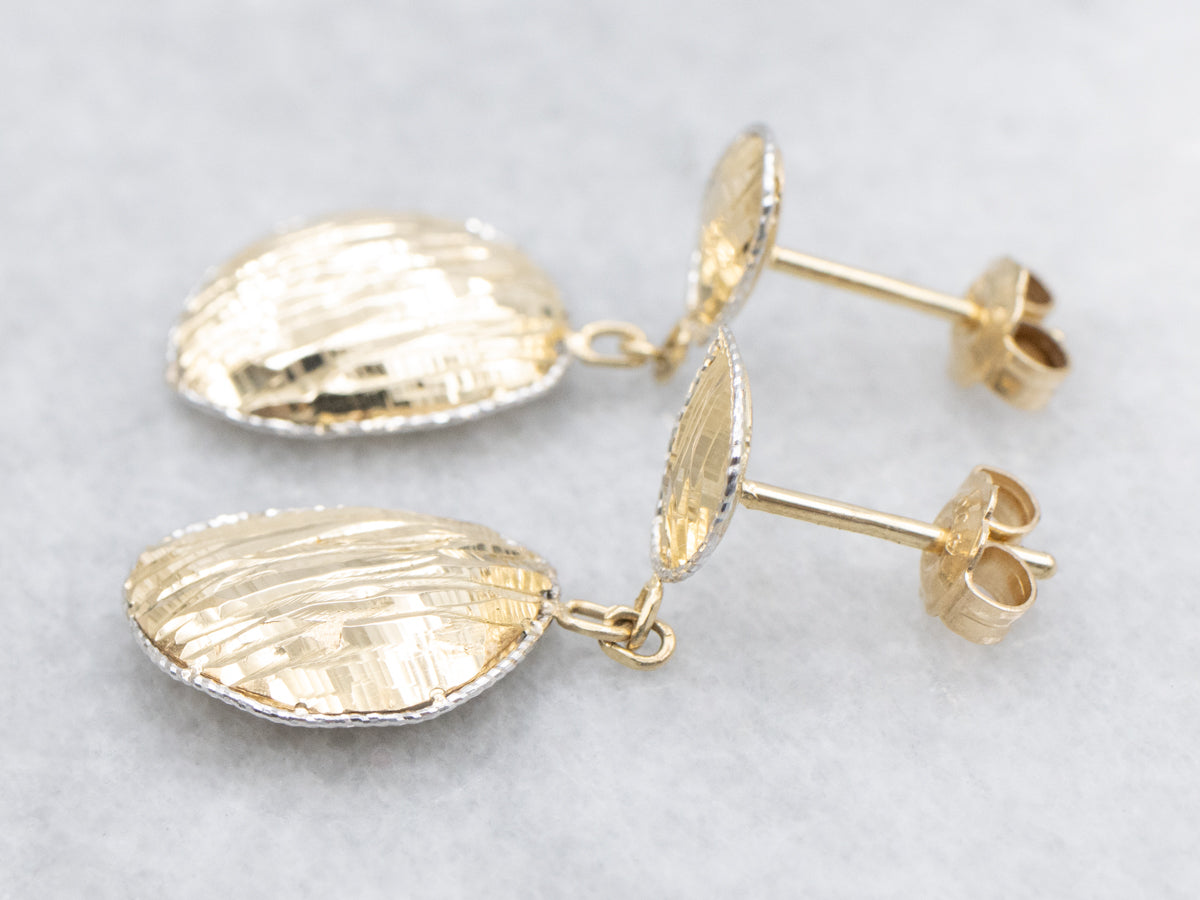 Textured Two-Tone Gold Drop Earrings