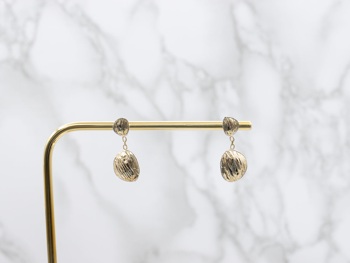 Textured Two-Tone Gold Drop Earrings