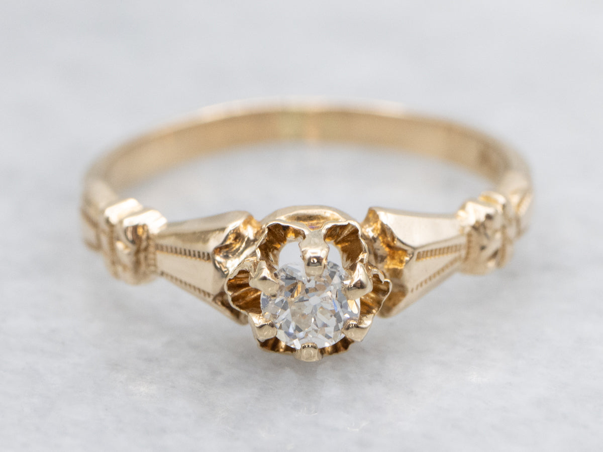 Old Mine Cut Buttercup Diamond Engagement Ring