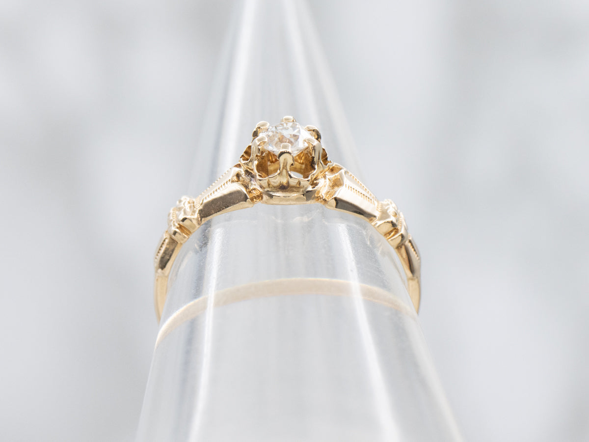 Old Mine Cut Buttercup Diamond Engagement Ring