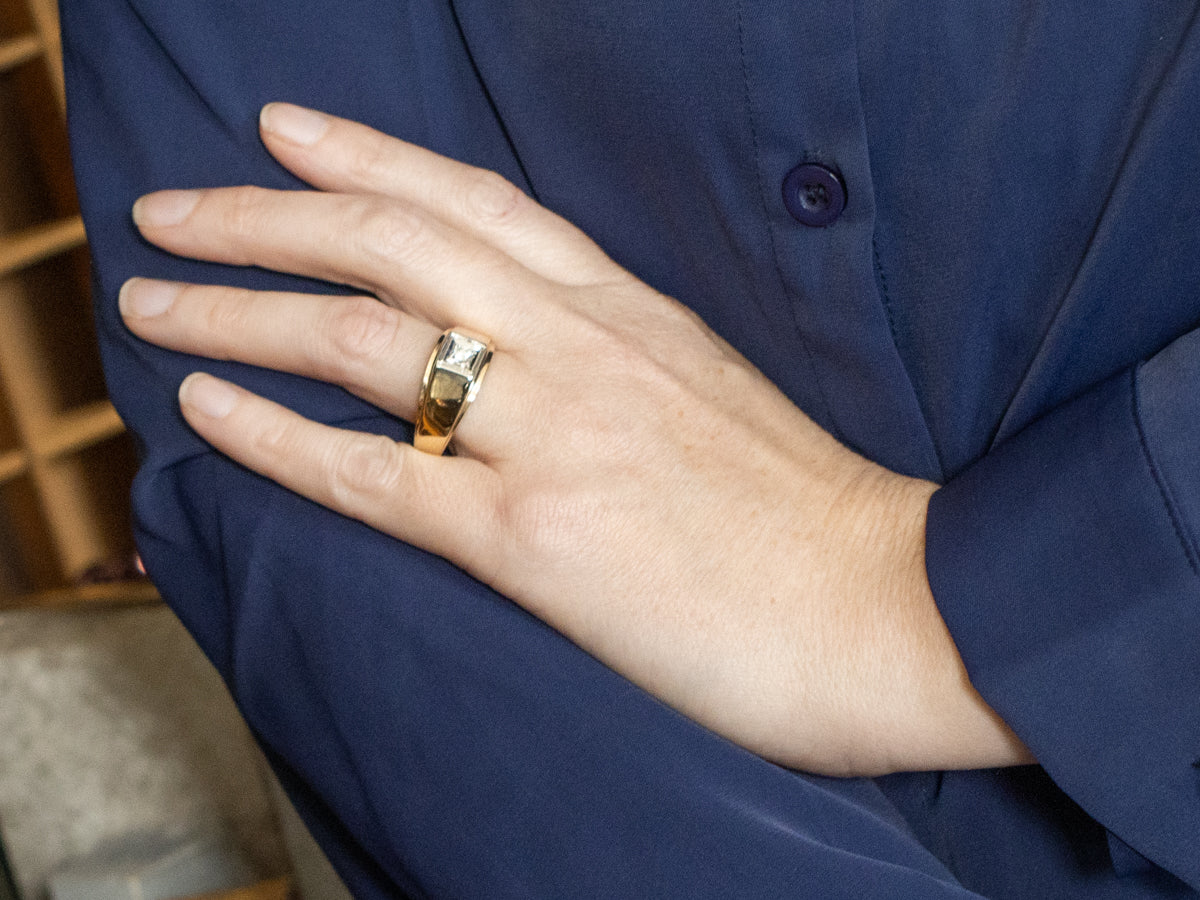 Men's Retro Two-Tone Gold Diamond Solitaire Ring