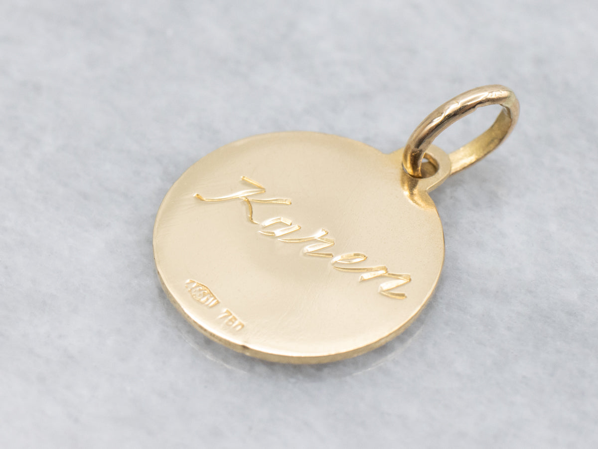 Gold Cancer Zodiac Disc Pendant