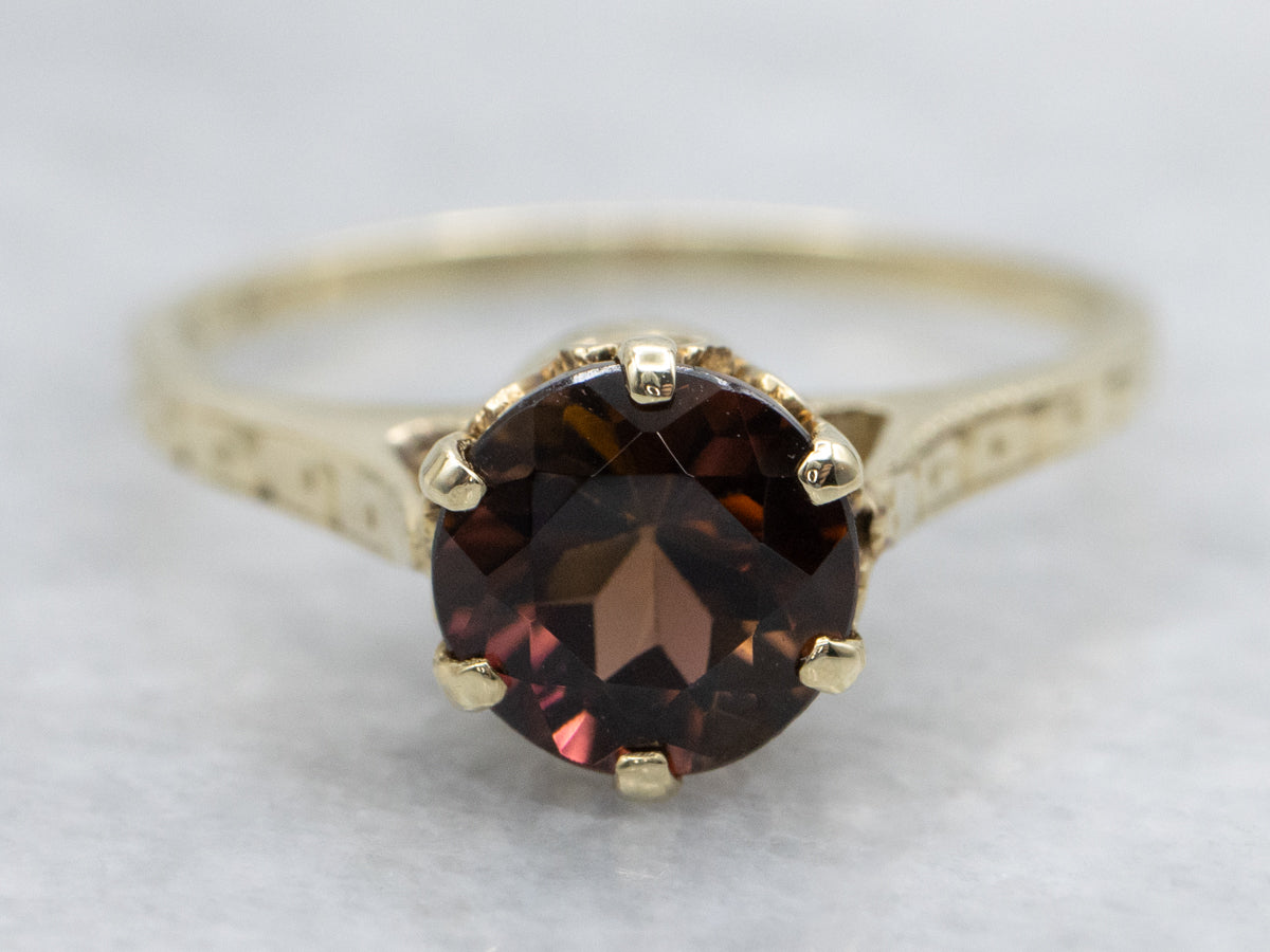 Antique Gold Bi-Colored Tourmaline Ring