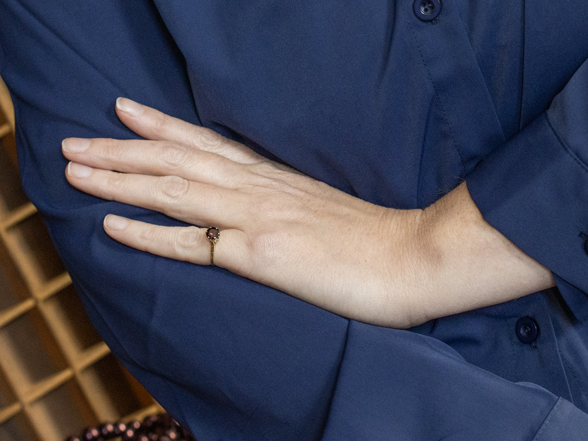 Antique Gold Bi-Colored Tourmaline Ring