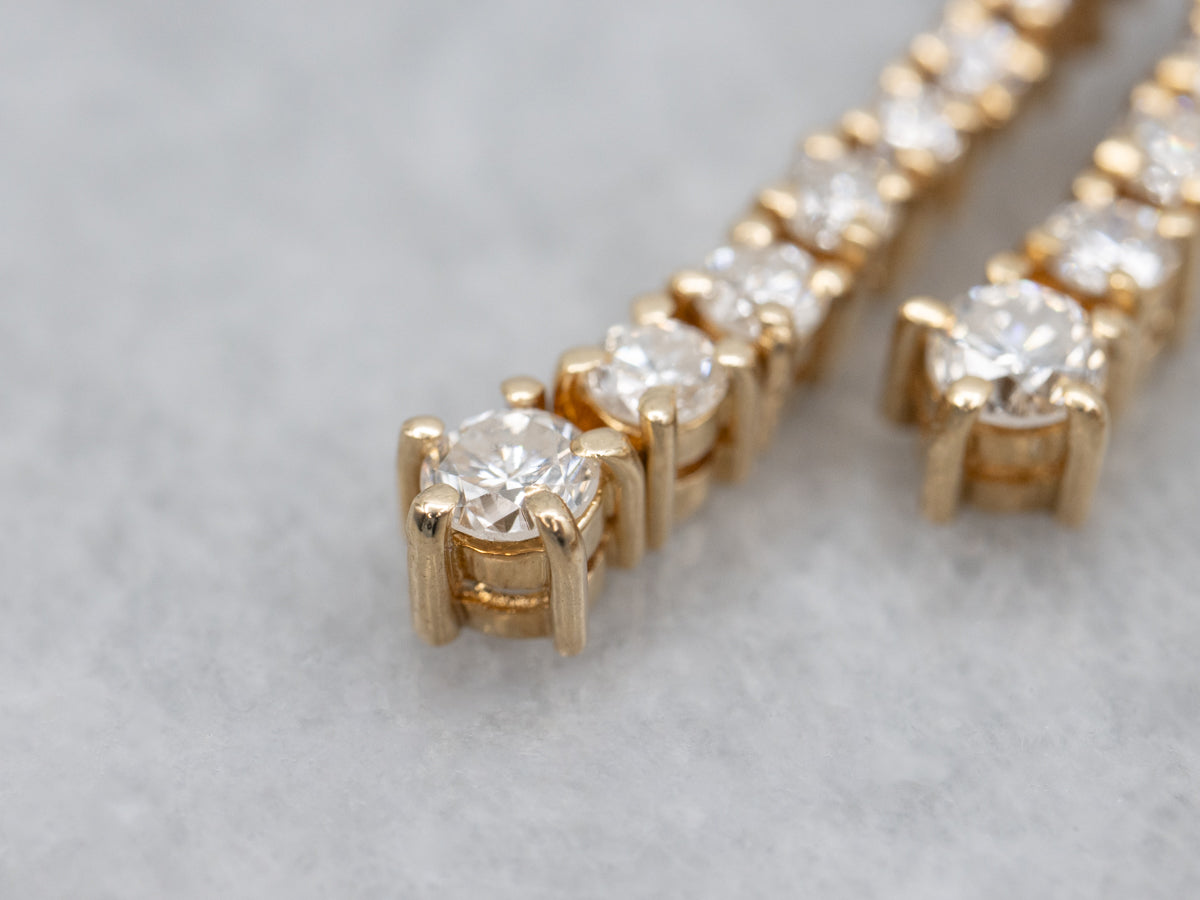 Modern Diamond Gold Drop Earrings