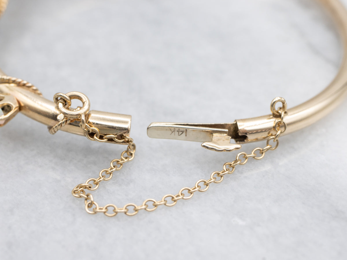 Two Tone Opal and Diamond Butterfly Bangle Bracelet