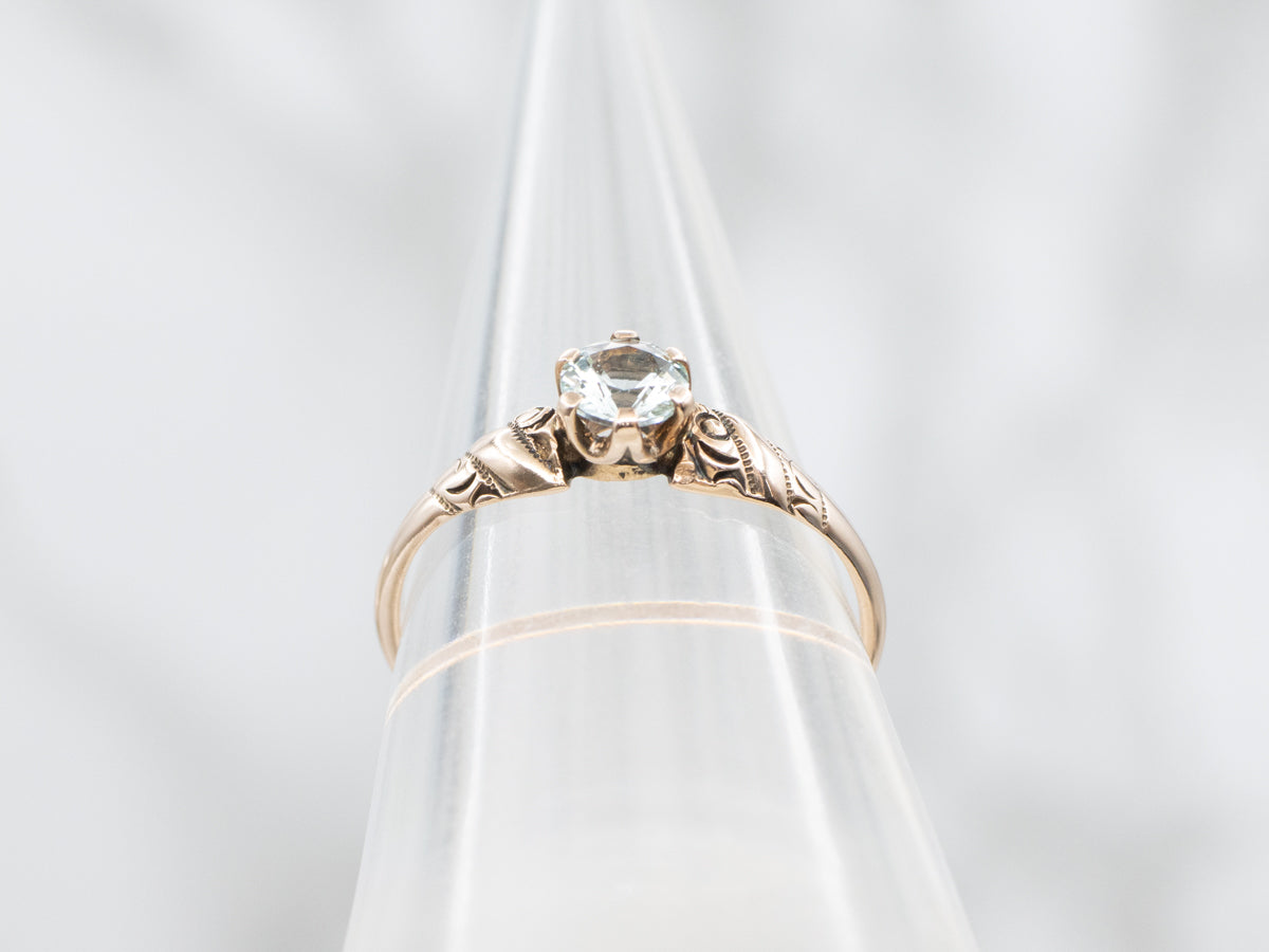 Victorian Rose Gold Aquamarine Solitaire Ring