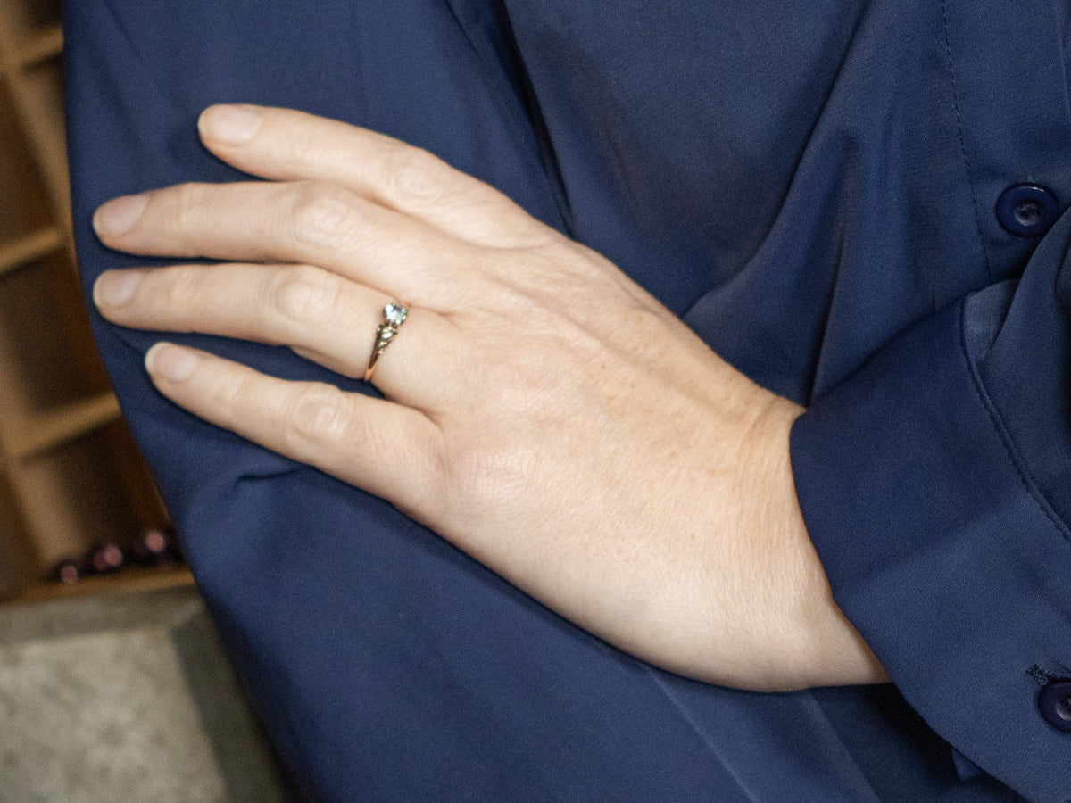 Victorian Rose Gold Aquamarine Solitaire Ring