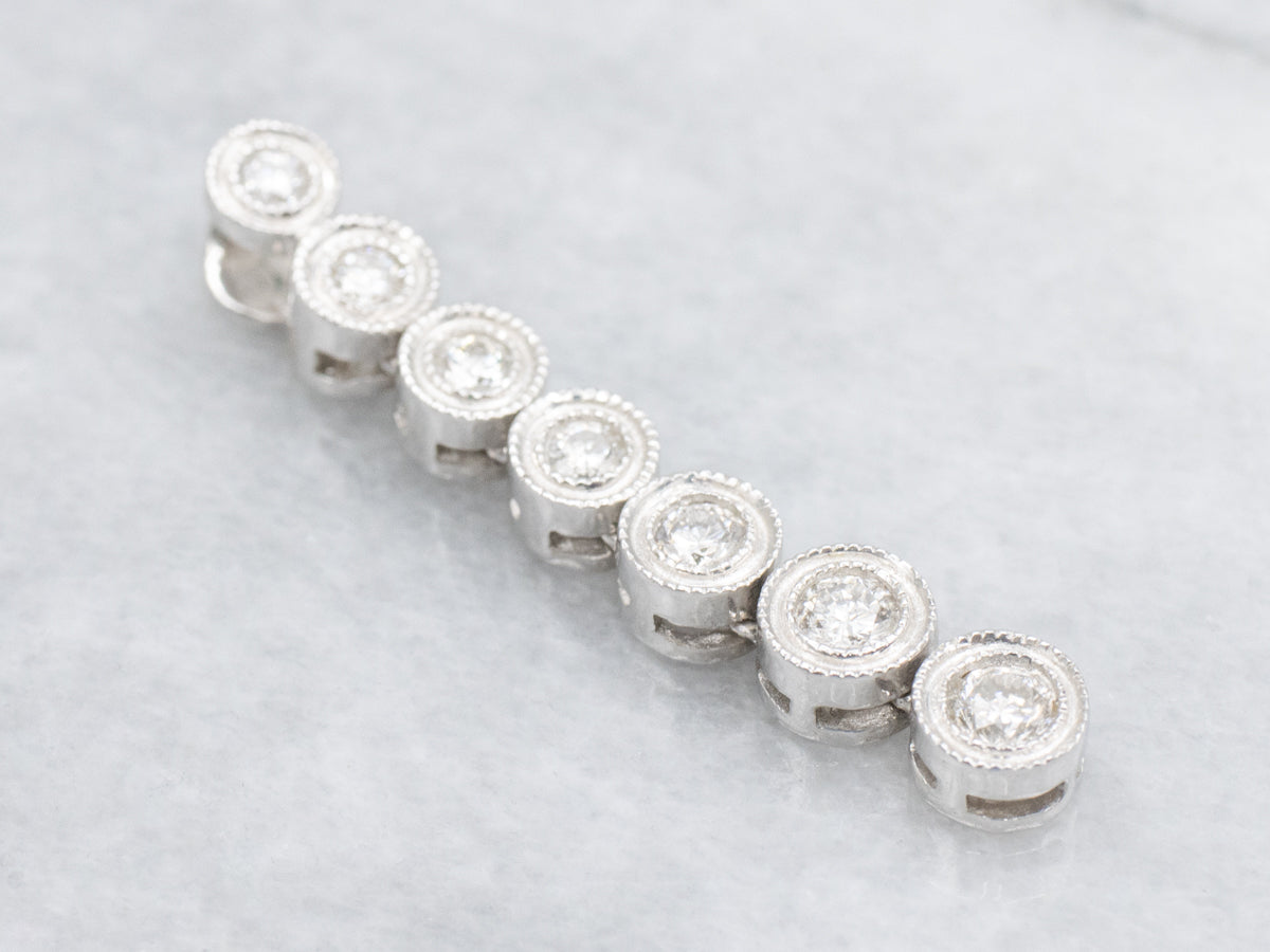 Bezel Set Diamond Drop Pendant with Milgrain Edge