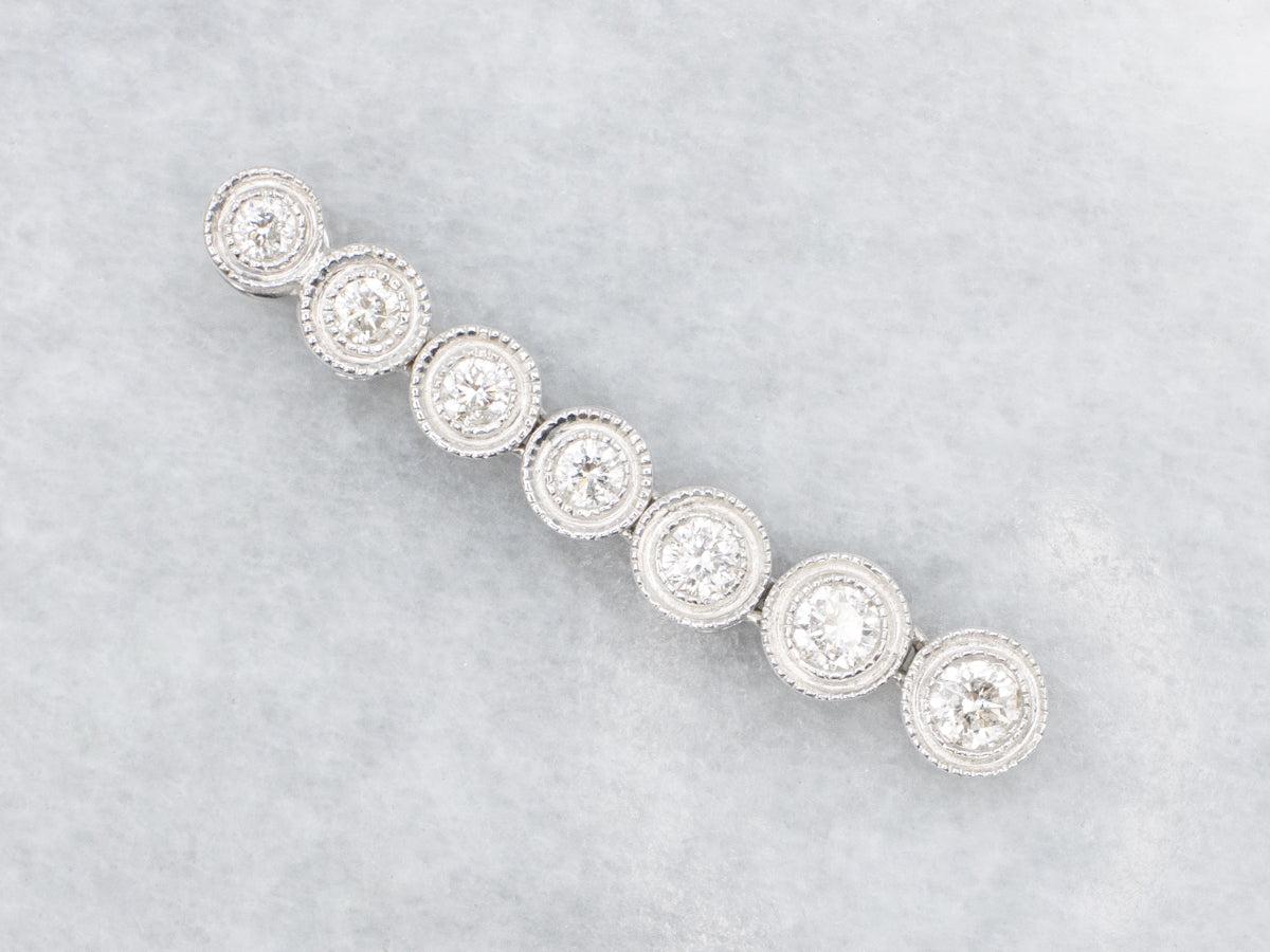 Bezel Set Diamond Drop Pendant with Milgrain Edge