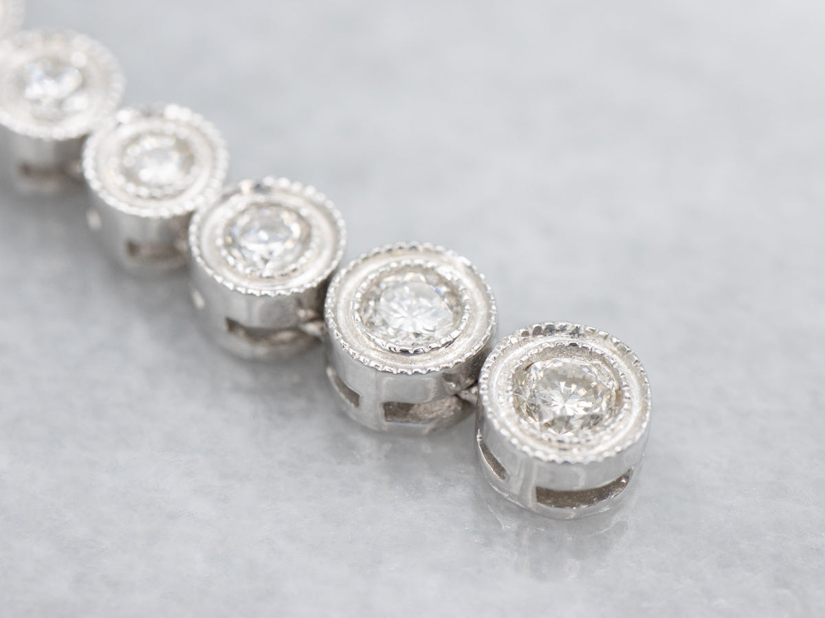 Bezel Set Diamond Drop Pendant with Milgrain Edge