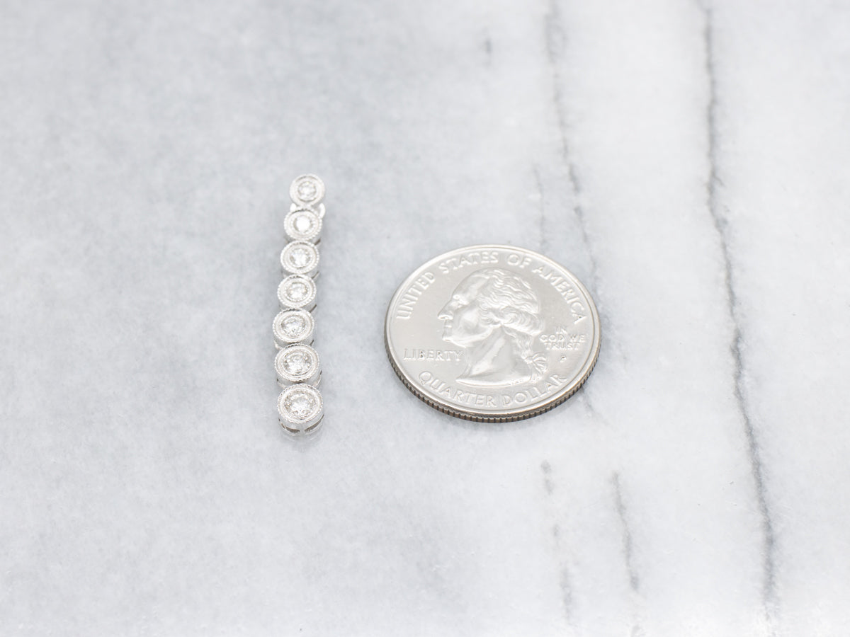 Bezel Set Diamond Drop Pendant with Milgrain Edge