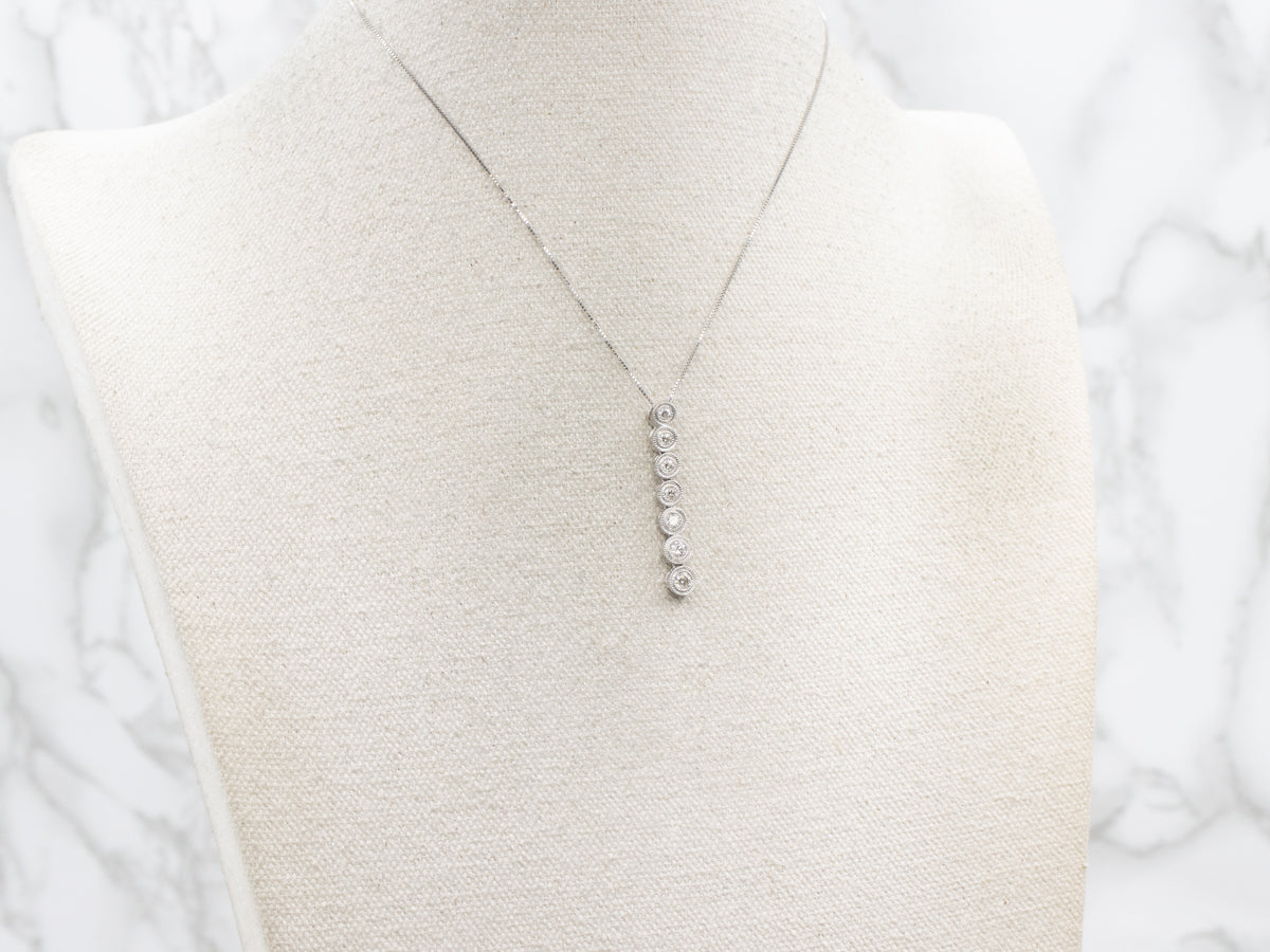 Bezel Set Diamond Drop Pendant with Milgrain Edge