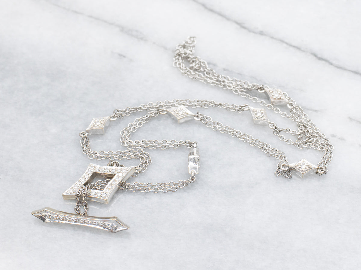 Sparkling Gold Diamond Toggle Clasp Necklace