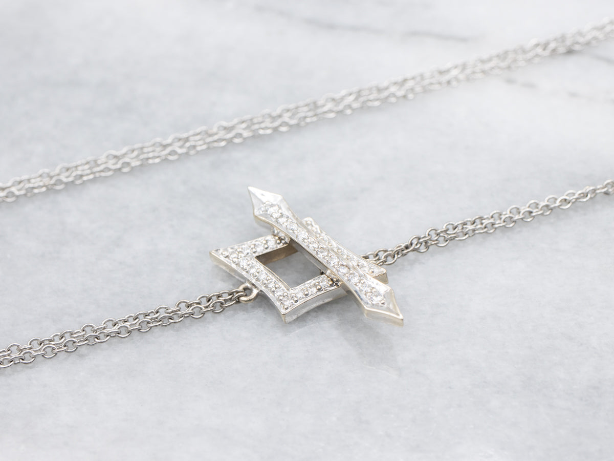 Sparkling Gold Diamond Toggle Clasp Necklace