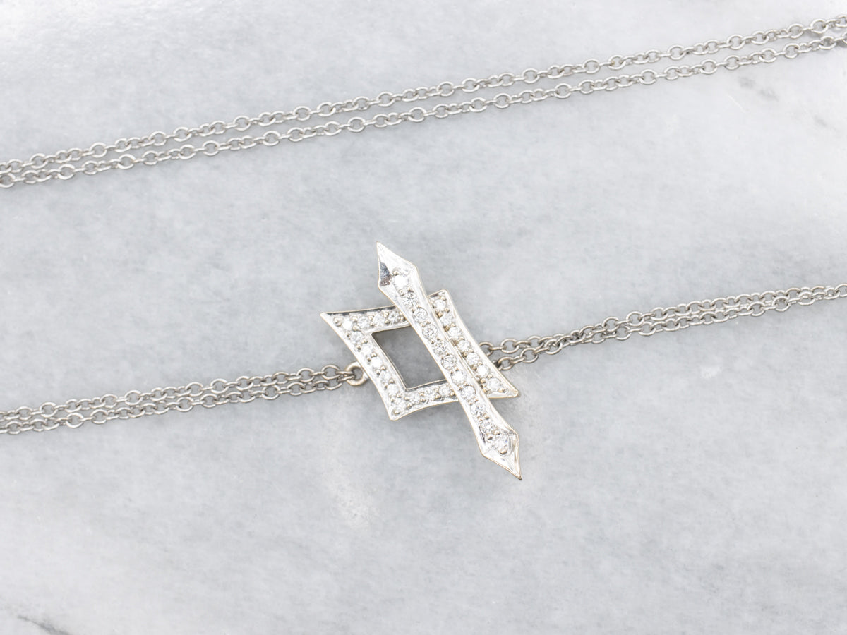 Sparkling Gold Diamond Toggle Clasp Necklace