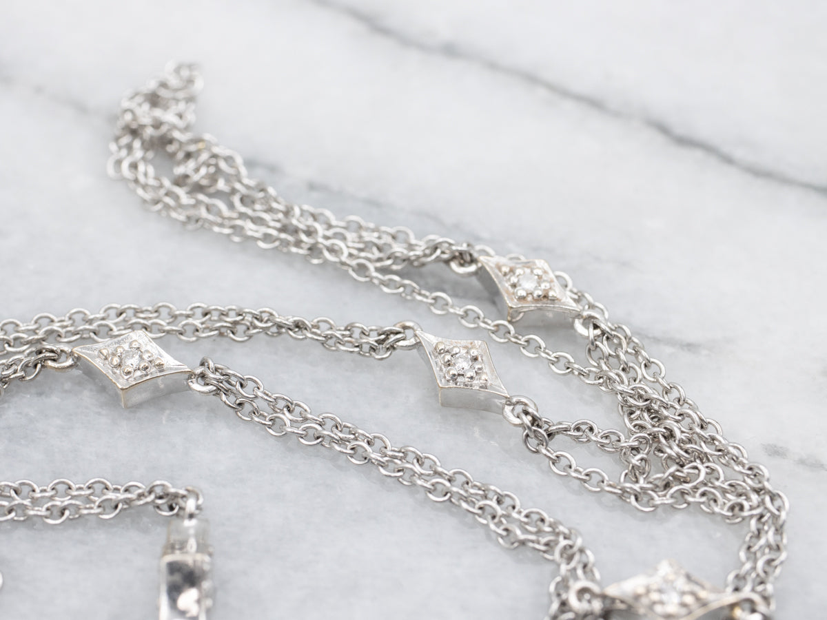 Sparkling Gold Diamond Toggle Clasp Necklace