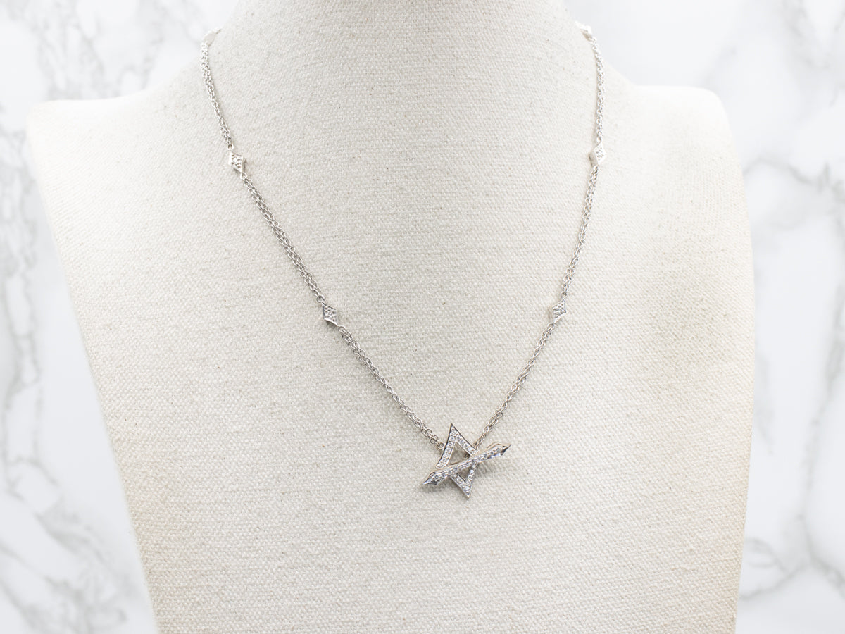 Sparkling Gold Diamond Toggle Clasp Necklace