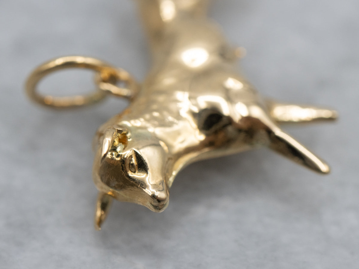 Polished Yellow Gold Bull Charm