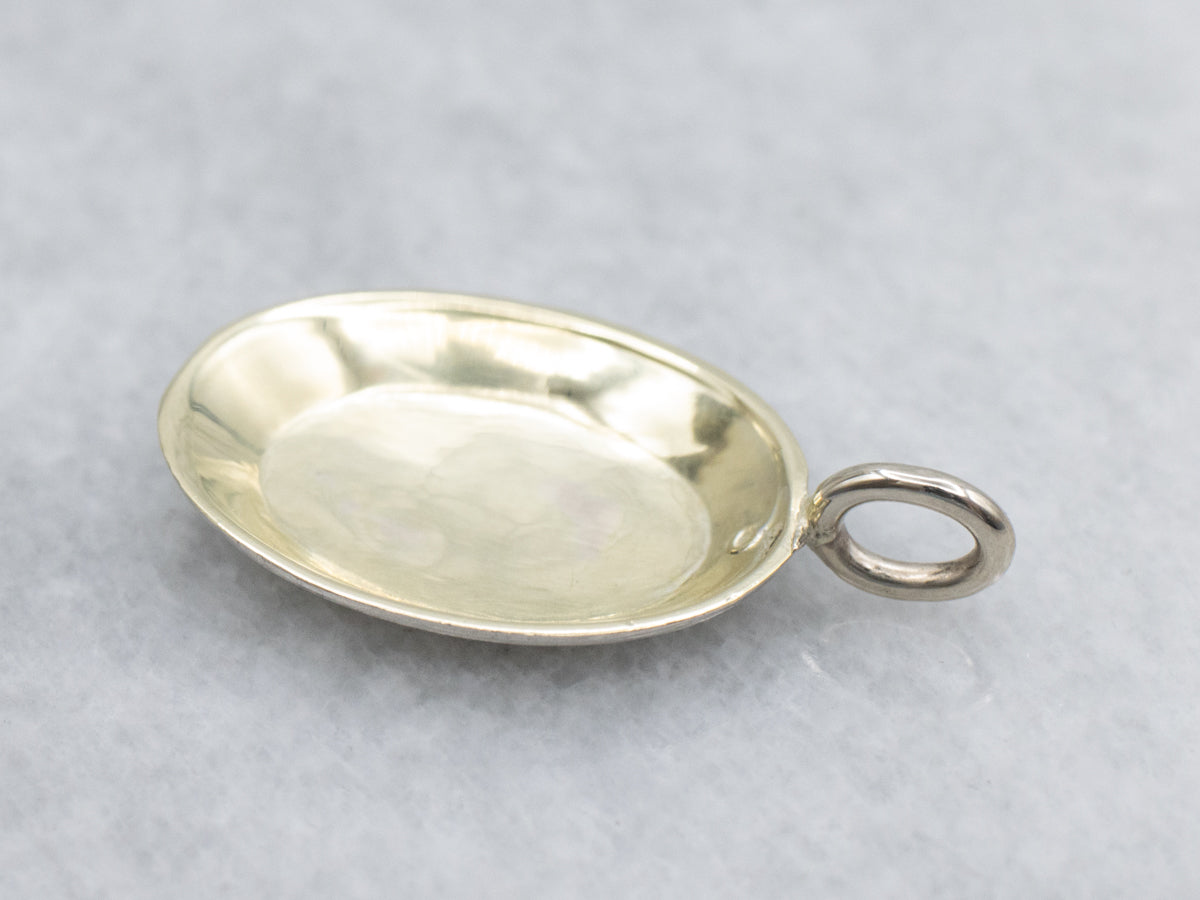 Two-Tone Gold Signet Pendant with Engraved Edge