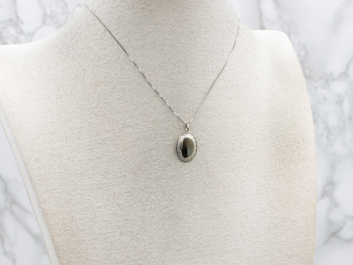 Two-Tone Gold Signet Pendant with Engraved Edge