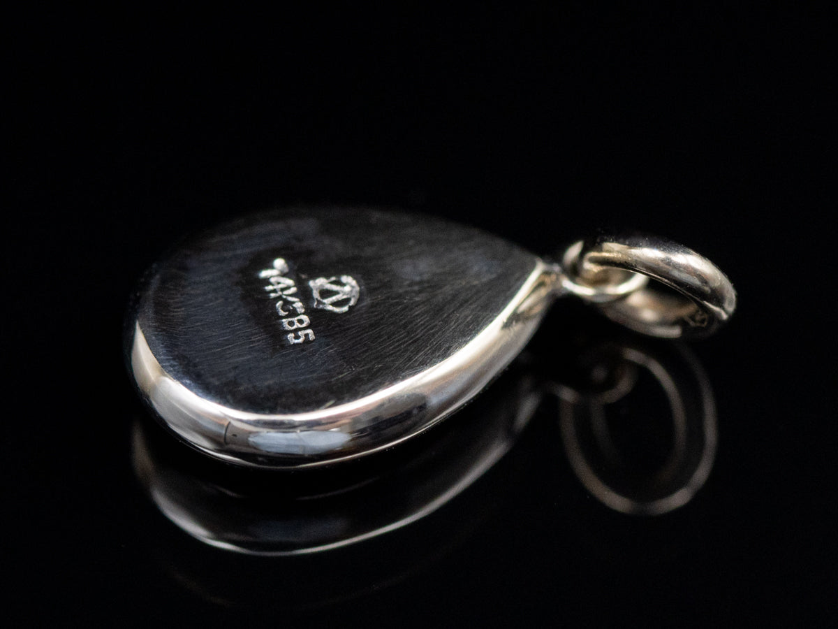 Modern Pear-Cut Opal Doublet White Gold Pendant