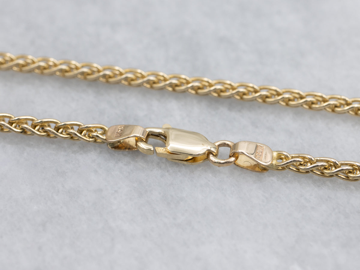 Yellow Gold Wheat Chain with Lobster Clasp