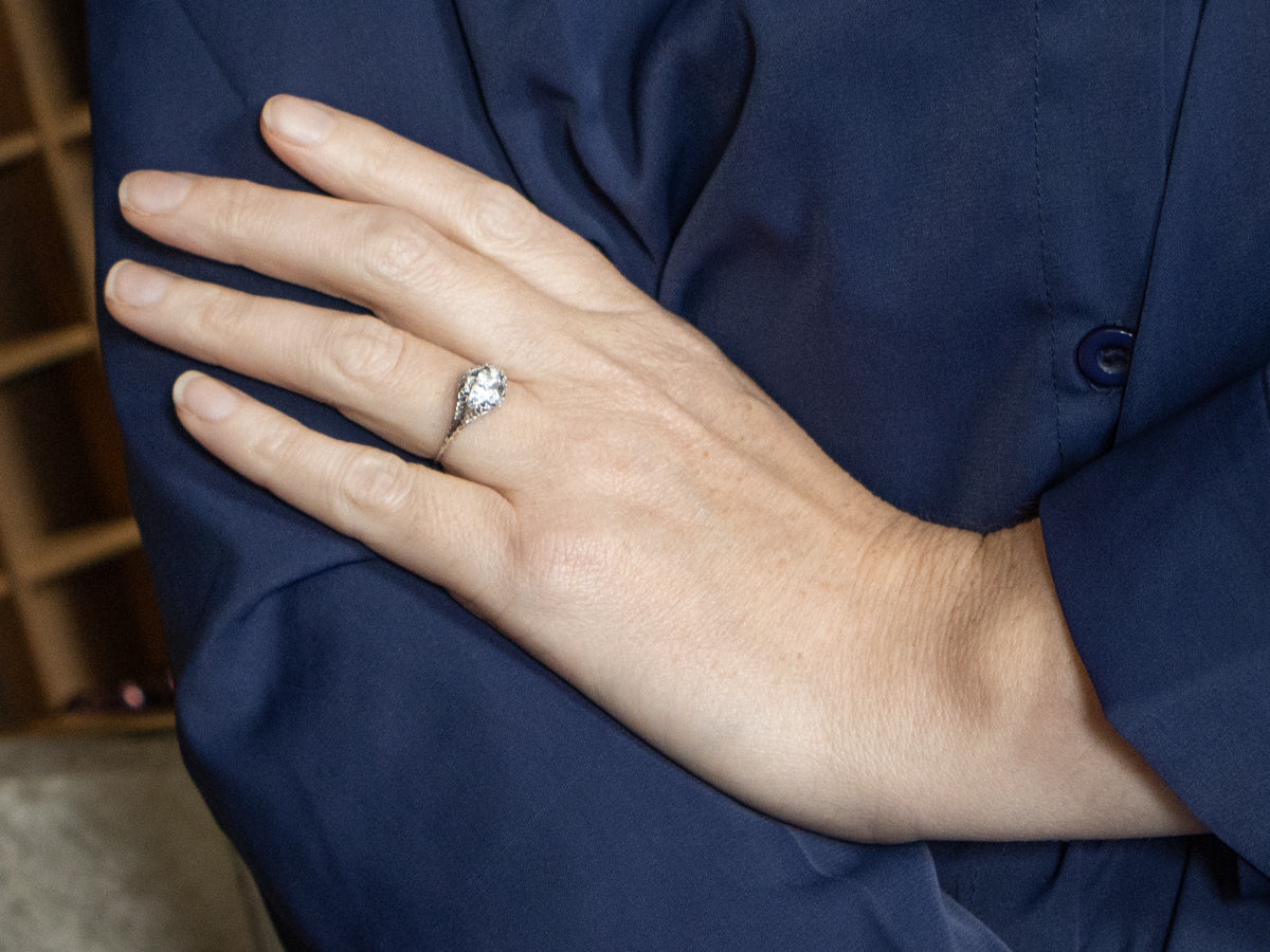 Old Mine Cut Diamond Antique Gold Engagement Ring