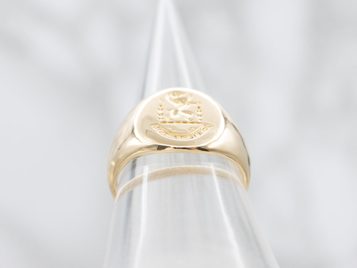 Engraved “Hold to Thy Faith” Family Crest Antique Gold Signet Ring