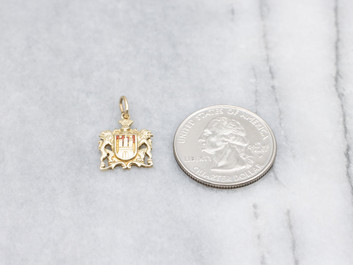 Vintage Gold and Enamel Germanic Coat of Arms Charm