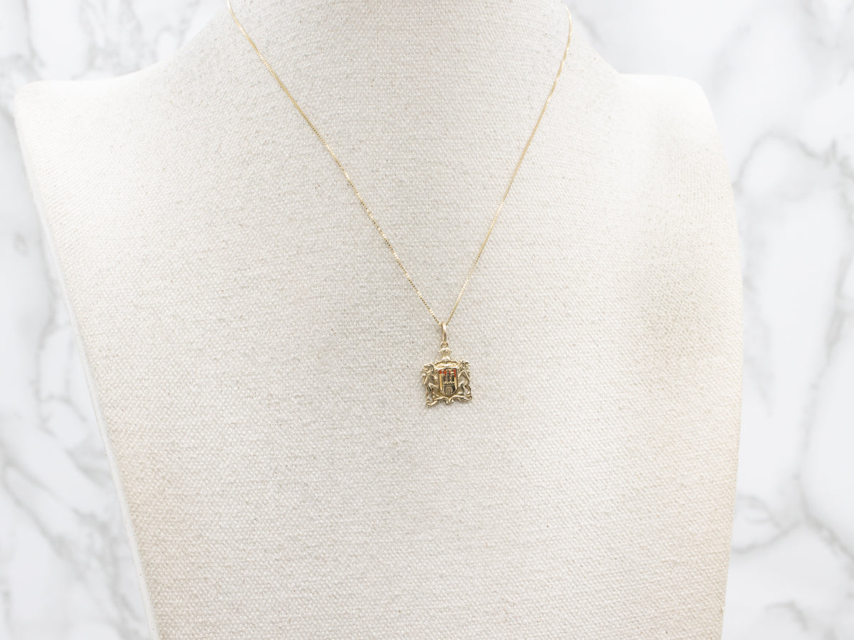 Vintage Gold and Enamel Germanic Coat of Arms Charm