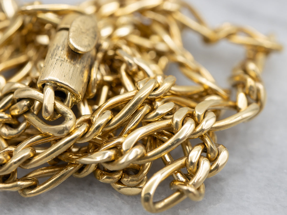 Long Yellow Gold Figaro Chain