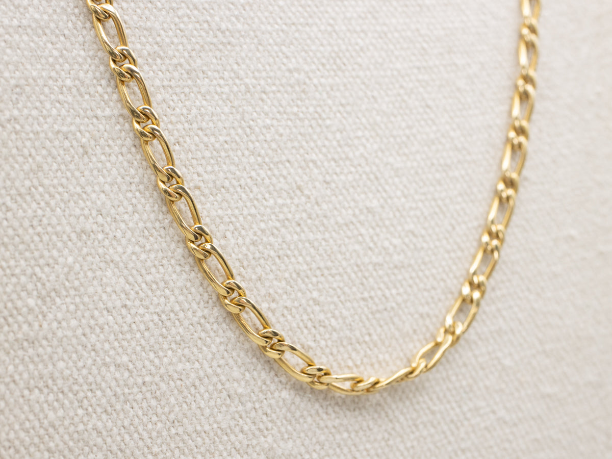 Long Yellow Gold Figaro Chain