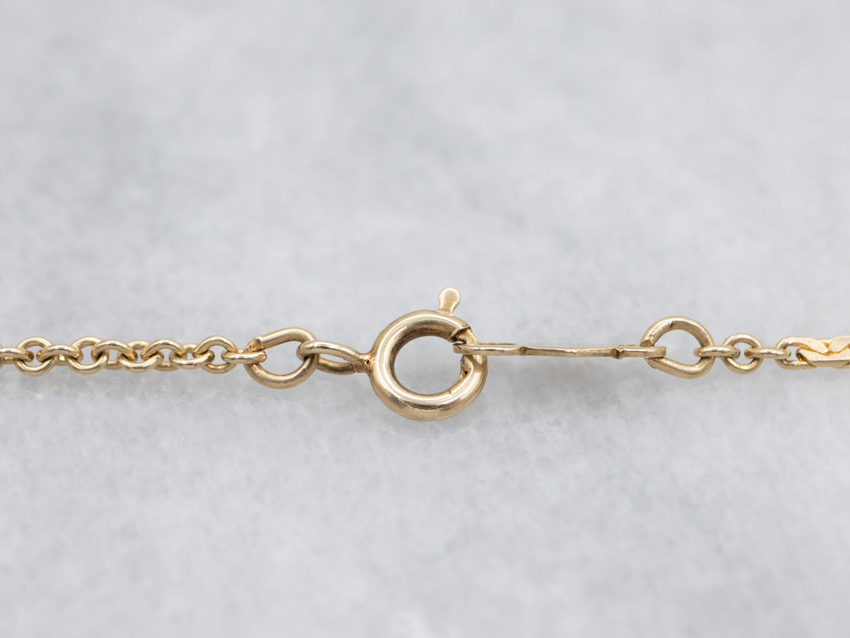 Textured Gold Diamond Butterfly Bar-Link Necklace