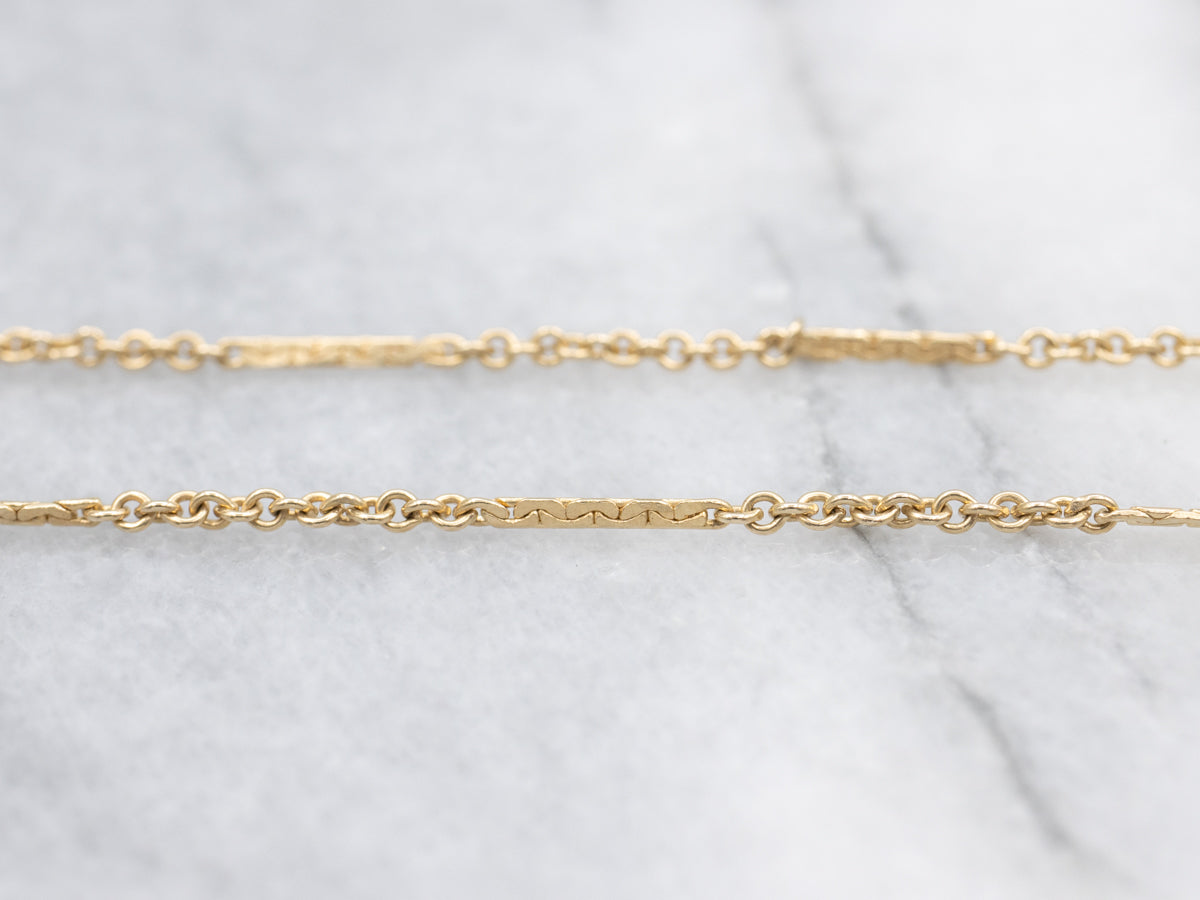 Textured Gold Diamond Butterfly Bar-Link Necklace