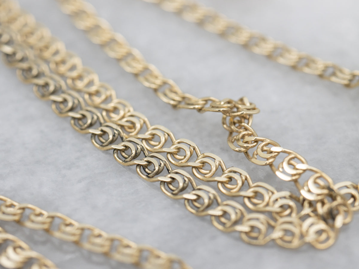 Garnet and Diamond Two Tone Snail Chain Necklace