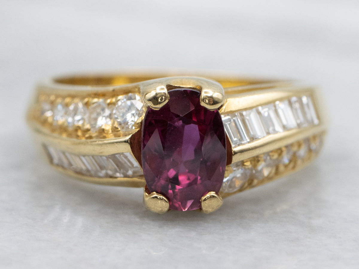 Modern 18K Gold Ruby and Diamond Anniversary Ring