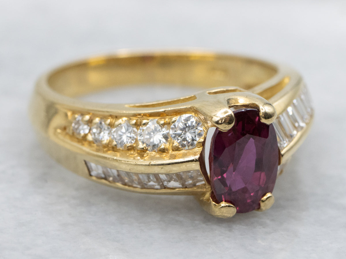 Modern 18K Gold Ruby and Diamond Anniversary Ring