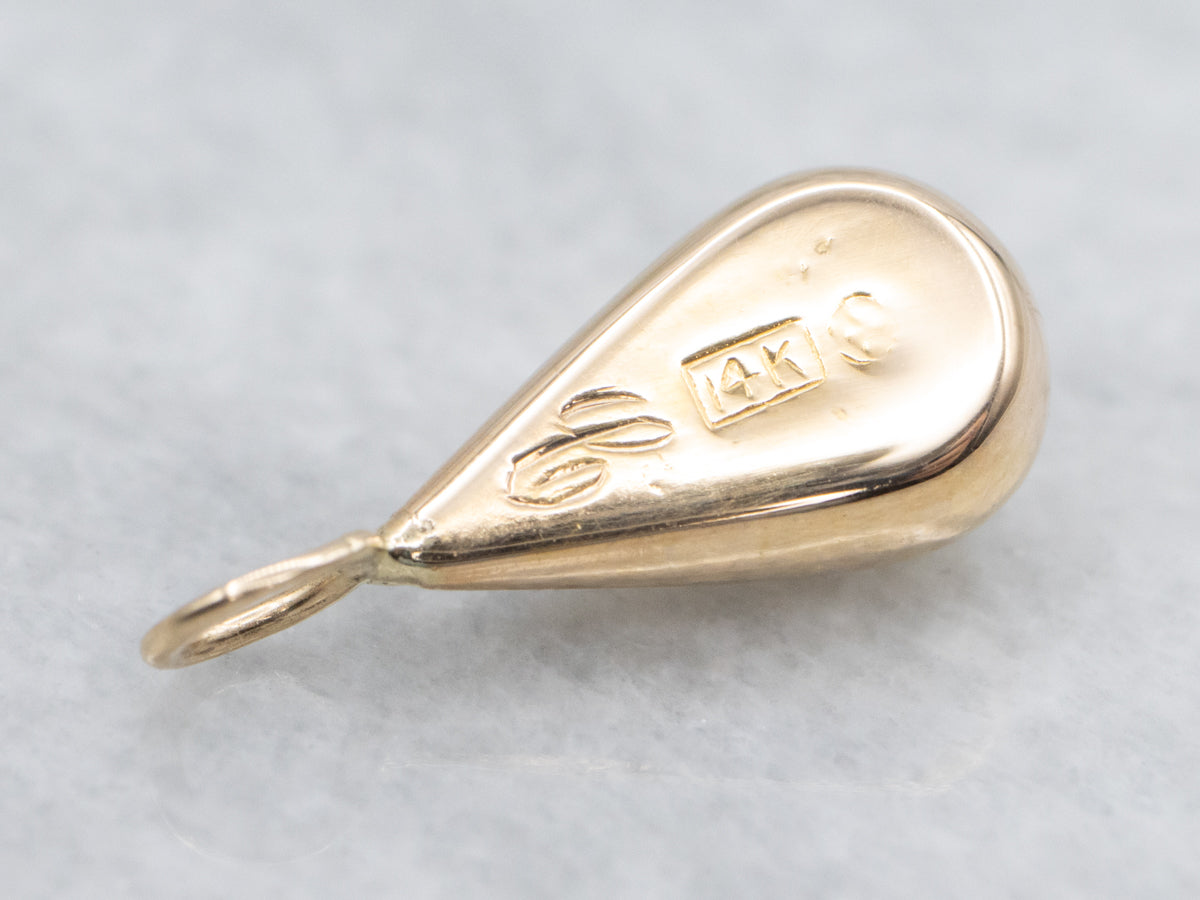 Polished Gold Diamond Teardrop Pendant
