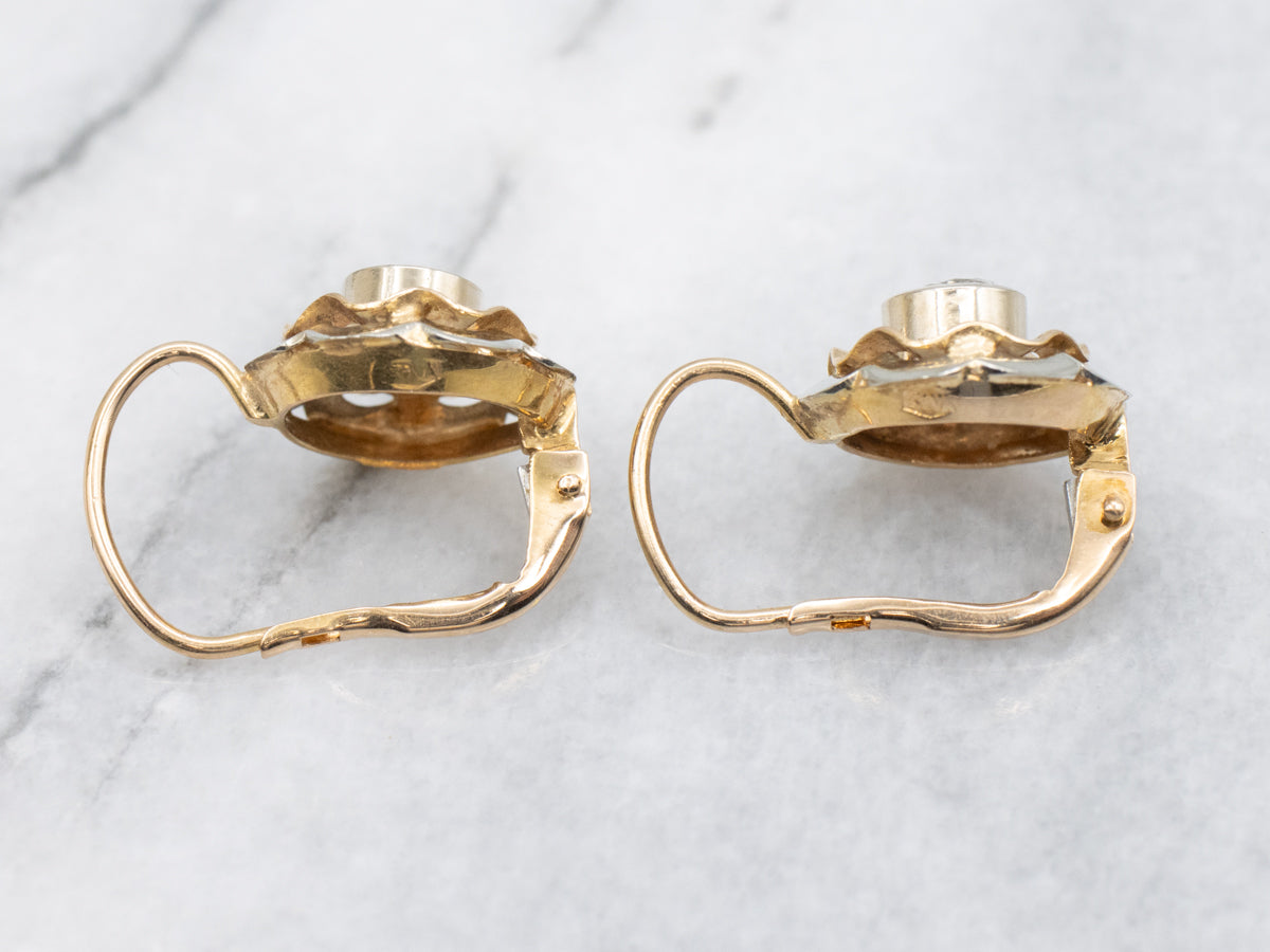 Bezel Set Diamond Floral Drop Earrings