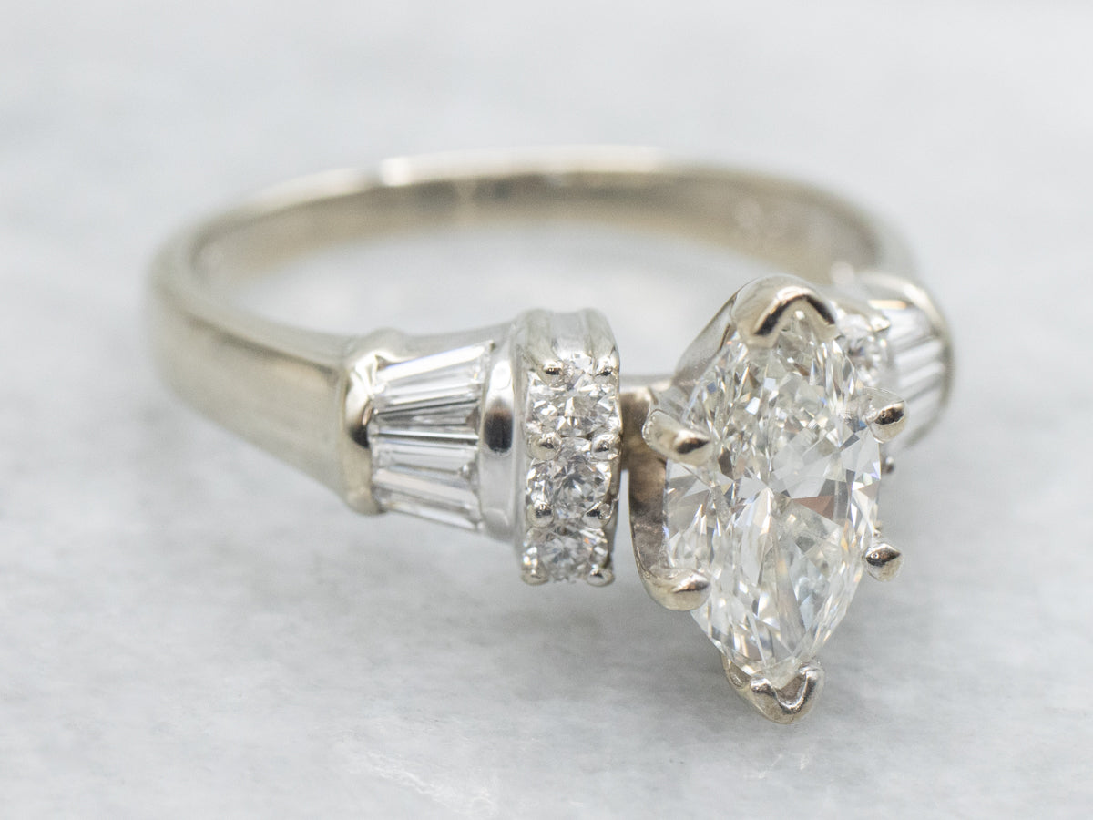 IGI Certified Marquise Cut Diamond White Gold Engagement Ring