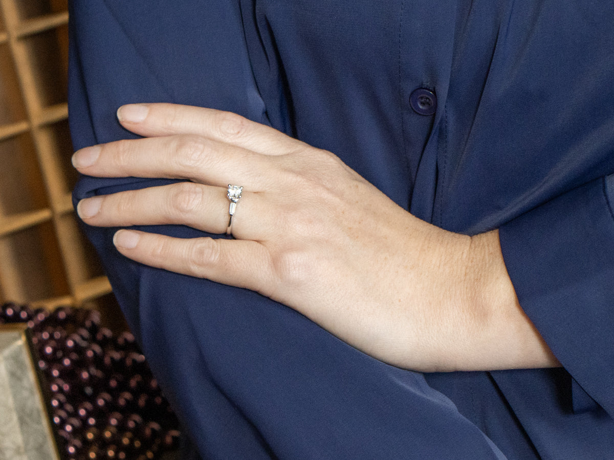 Vintage GIA Certified Diamond Platinum Engagement Ring